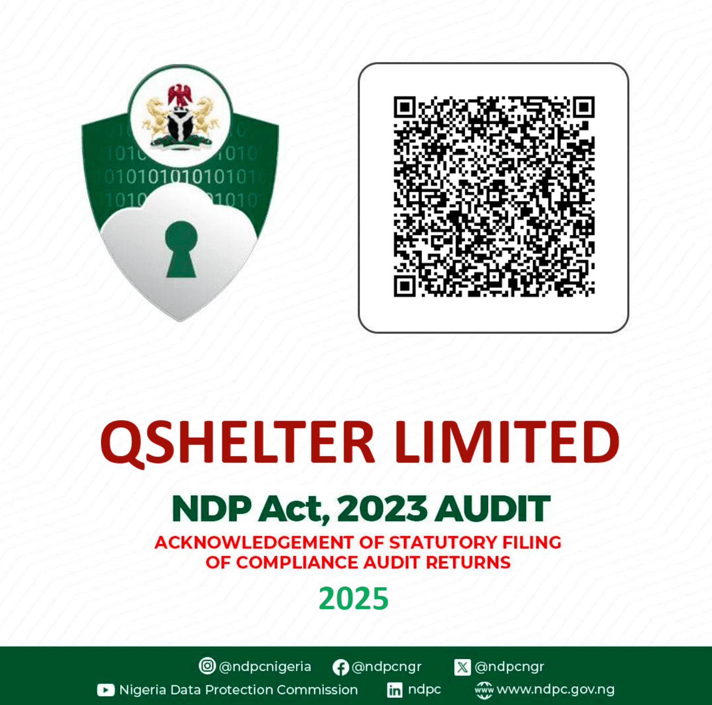 NDPC audit acknowledgement certificate 2025